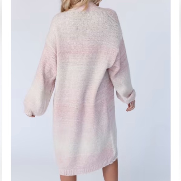 Light pink and off-white super cozy, soft and comfy sweater duster, new, one sz - Picture 3 of 10